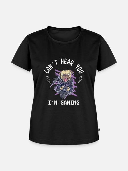 Can’t Hear You I’m Gaming Mops Kawaii - T-shirt Premium bio Femme - noir