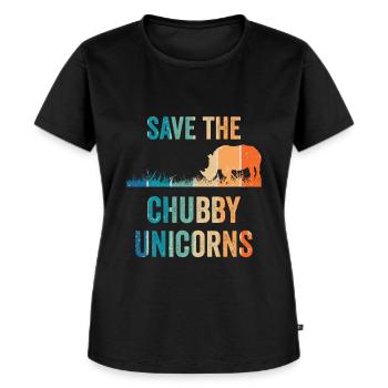Save The Chubby Unicorns Vintage Rhino - T-shirt Premium bio Femme - noir - Devant - Selfina (174cm)