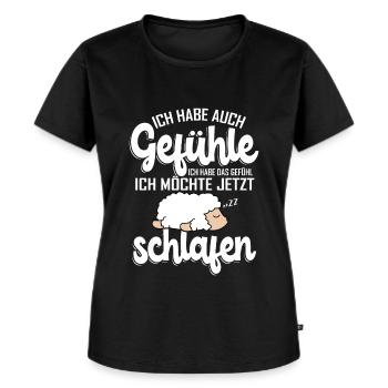 Habe auch Gefühle das Gefühl ich möchte schlafe - Frauen Premium Bio T-Shirt - Schwarz - Vorne - Selfina (174cm)