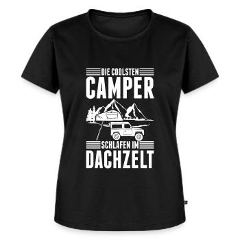 Die Coolsten Camper Schlafen Im Dachzelt Camping - Frauen Premium Bio T-Shirt - Schwarz - Vorne - Selfina (174cm)