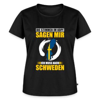 Die Stimmen Im Kopf Sagen Mir Ich Mss Nach Schwede - Frauen Premium Bio T-Shirt - Schwarz - Vorne - Selfina (174cm)