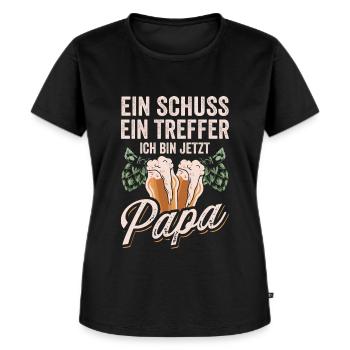 Ein Schuss Ein Treffer Ich Bin Jetzt Papa Vatertag - Frauen Premium Bio T-Shirt - Schwarz - Vorne - Selfina (174cm)