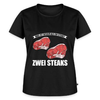 Was ist besser als ein Steak? Zwei Steaks Lieblibg - Frauen Premium Bio T-Shirt - Schwarz - Vorne - Selfina (174cm)