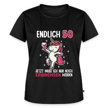 50 Geburtstag Einhorn Party Outfit - Frauen Premium Bio T-Shirt - Schwarz - Vorne - Selfina (174cm)