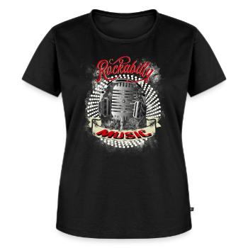 Rockabilly Music Mikro DJ Old School Retro - Frauen Premium Bio T-Shirt - Schwarz - Vorne - Selfina (174cm)