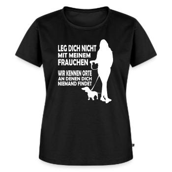 Dackelmotiv Dackel Damen Hund Damen Silhouette - Frauen Premium Bio T-Shirt - Schwarz - Vorne - Selfina (174cm)
