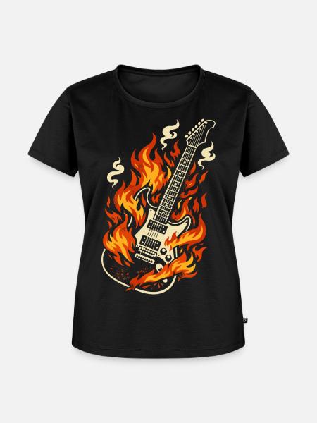 E-Gitarre Brennend Rock Geschenk - Frauen Premium Bio T-Shirt - Schwarz
