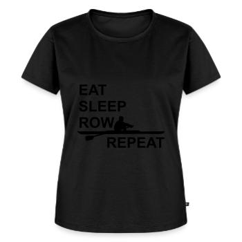 Rowing, rowing - Women's Premium Organic T-shirt - black - Front - Selfina (174cm)