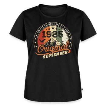 Cadeau D'anniversaire Vintage Né en Septembre 1985 - T-shirt Premium bio Femme - noir - Devant - Selfina (174cm)