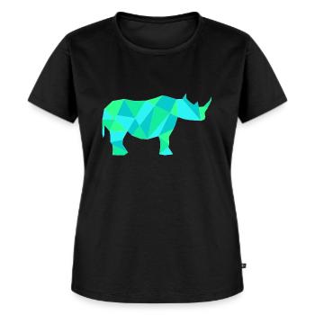 Nashorn Polygon Grün Afrika Safari Einhorn - Frauen Premium Bio T-Shirt - Schwarz - Vorne - Selfina (174cm)