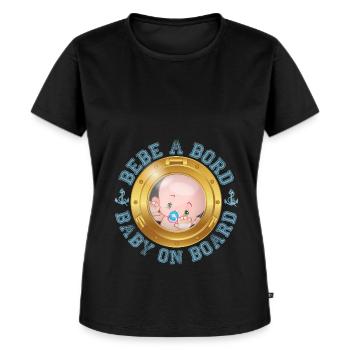 Bébé à bord - T-shirt Premium bio Femme - noir - Devant - Selfina (174cm)