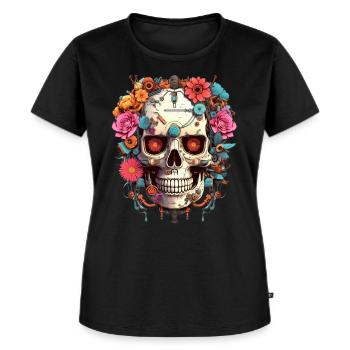 Cyborg Skull Robot Android Sugar Skull - Women's Premium Organic T-shirt - black - Front - Selfina (174cm)