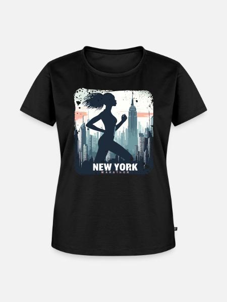 Läuferin Skyline NYC - Frauen Premium Bio T-Shirt - Schwarz