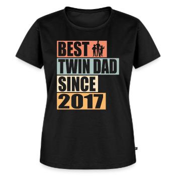 Zwillinge Vater Zwillingsvater seit 2017 - Frauen Premium Bio T-Shirt - Schwarz - Vorne - Selfina (174cm)