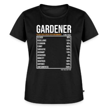 Gärtner tageswerte Lustiger Gärtner - Frauen Premium Bio T-Shirt - Schwarz - Vorne - Selfina (174cm)