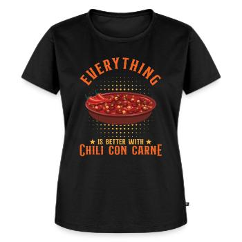 Tout est meilleur avec le Chili Con Carne - T-shirt Premium bio Femme - noir - Devant - Selfina (174cm)