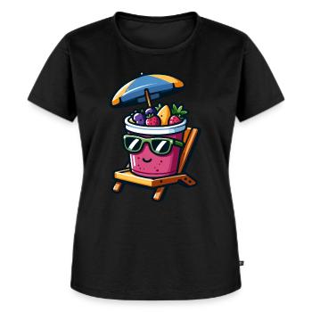 Sonnige Smoothie Bowl Entspannung - Frauen Premium Bio T-Shirt - Schwarz - Vorne - Selfina (174cm)