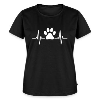 Herzschlag mit Pfotenabdruck - Frauen Premium Bio T-Shirt - Schwarz - Vorne - Selfina (174cm)