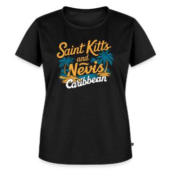 Saint-Kitts-et-Nevis Caraïbes Saint-Kitts-et-Niévès - T-shirt Premium bio Femme - noir - Devant - Selfina (174cm)