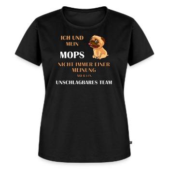 Mops - Frauen Premium Bio T-Shirt - Schwarz - Vorne - Selfina (174cm)