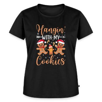 Je traîne avec mes cookies - T-shirt Premium bio Femme - noir - Devant - Selfina (174cm)