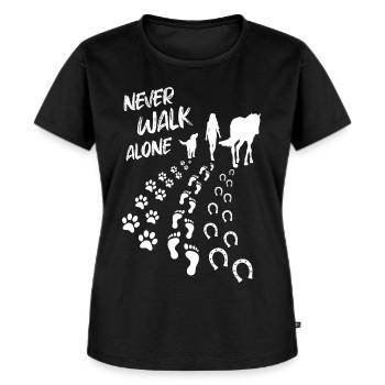 Never Walk Alone Pferd & Hund - Frauen Premium Bio T-Shirt - Schwarz - Vorne - Selfina (174cm)