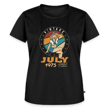 Juli 1975 Juli Geburtstagsgeschenk Juli 1975 - Frauen Premium Bio T-Shirt - Schwarz - Vorne - Selfina (174cm)