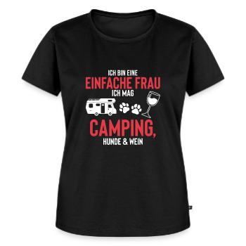 Einfach Frau Mag Camping Hunde Wein Camper - Frauen Premium Bio T-Shirt - Schwarz - Vorne - Selfina (174cm)