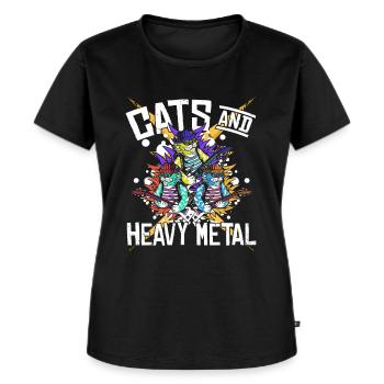 Chats & Heavy Metal - T-shirt Premium bio Femme - noir - Devant - Selfina (174cm)
