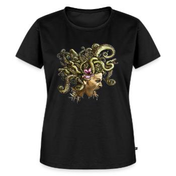 Medusa 2 - Frauen Premium Bio T-Shirt - Schwarz - Vorne - Selfina (174cm)