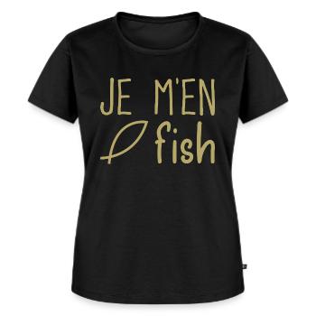 Je m'en fish - T-shirt Premium bio Femme - noir - Devant - Selfina (174cm)
