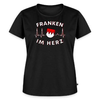 Franken Im Herz Fränkisches Franke Geschenk - Frauen Premium Bio T-Shirt - Schwarz - Vorne - Selfina (174cm)