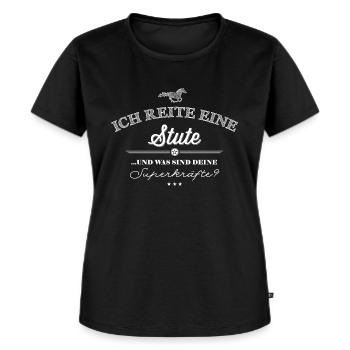 Superkräfte Stute - weiße Edition - Frauen Premium Bio T-Shirt - Schwarz - Vorne - Selfina (174cm)