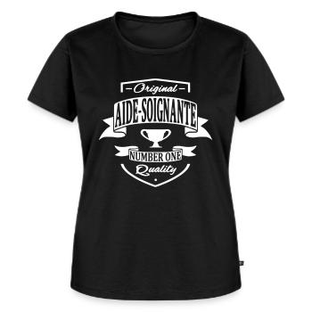 Aide Soignante - T-shirt Premium bio Femme - noir - Devant - Selfina (174cm)