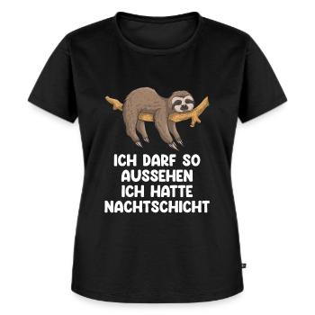 Ich Darf So Aussehen Ich Hatte Nachtschicht - Frauen Premium Bio T-Shirt - Schwarz - Vorne - Selfina (174cm)