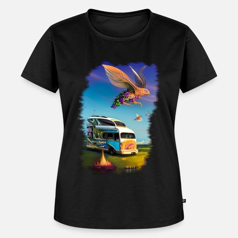 Campingbus - Truecolored - Frauen Premium Bio T-Shirt - Schwarz