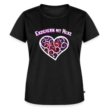 Erzieherin mit Herz - Frauen Premium Bio T-Shirt - Schwarz - Vorne - Selfina (174cm)