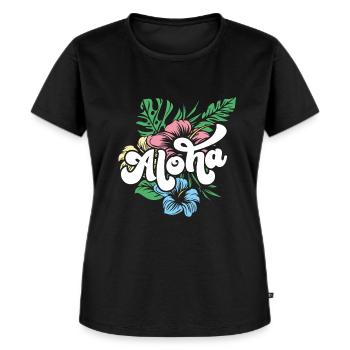 Aloha Hibiscus Hawaii - T-shirt Premium bio Femme - noir - Devant - Selfina (174cm)