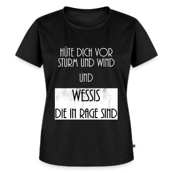 Hüte dich vor Wessis Lustiger Wessi Spruch vintage - Frauen Premium Bio T-Shirt - Schwarz - Vorne - Selfina (174cm)