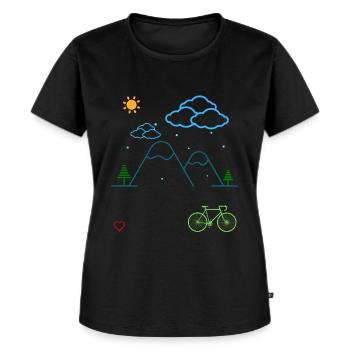 Radtour am Berg - Fahrrad - Tag am Berg - Frauen Premium Bio T-Shirt - Schwarz - Vorne - Selfina (174cm)
