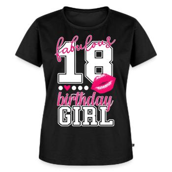 fabuleux anniversaire 18 fille 18 ans Baiser rose - T-shirt Premium bio Femme - noir - Devant - Selfina (174cm)