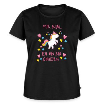 Mir egal - Frauen Premium Bio T-Shirt - Schwarz - Vorne - Selfina (174cm)