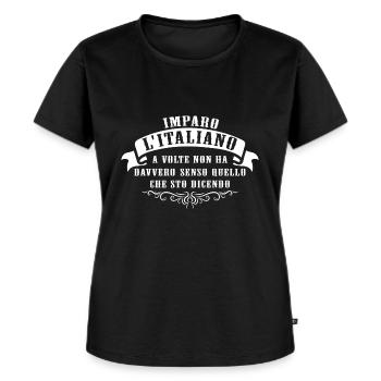 Italienisch lernen - Frauen Premium Bio T-Shirt - Schwarz - Vorne - Selfina (174cm)