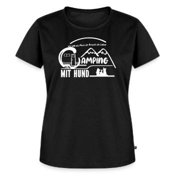Camping mit Hund Wohnwagen Geschenk - Frauen Premium Bio T-Shirt - Schwarz - Vorne - Selfina (174cm)
