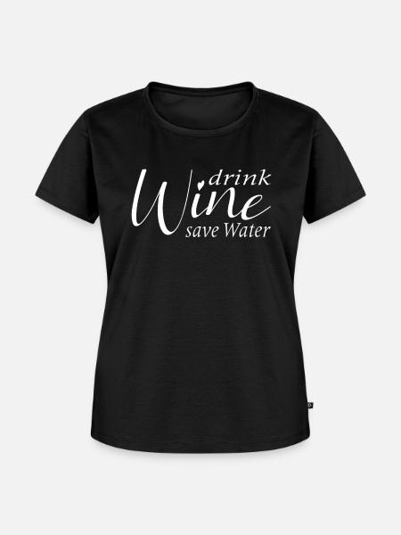 Save water drink wine - Frauen Premium Bio T-Shirt - Schwarz