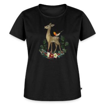Reh Wald Motiv - Frauen Premium Bio T-Shirt - Schwarz - Vorne - Selfina (174cm)