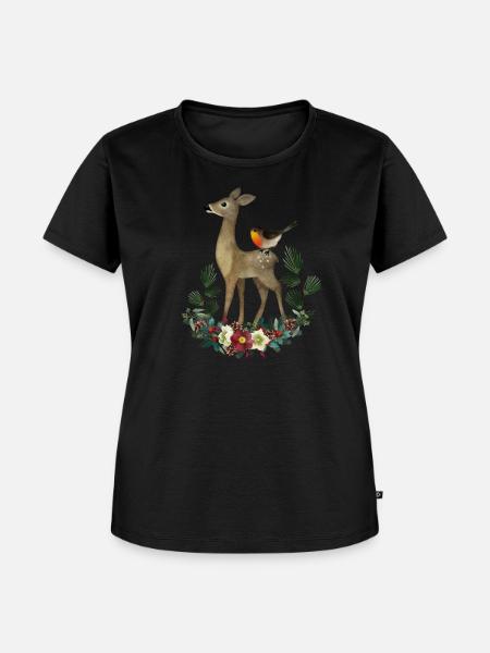 Reh Wald Motiv - Frauen Premium Bio T-Shirt - Schwarz