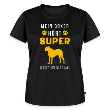 Boxer Hund Spruch lustig - Frauen Premium Bio T-Shirt - Schwarz - Vorne - Selfina (174cm)