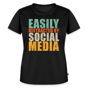 Social Media Spruch - Frauen Premium Bio T-Shirt - Schwarz - Vorne - Selfina (174cm)
