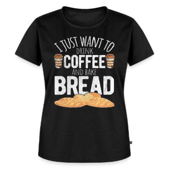 Lustige Brotbacken Bäcker Brot Und Kaffee Vintage - Frauen Premium Bio T-Shirt - Schwarz - Vorne - Selfina (174cm)